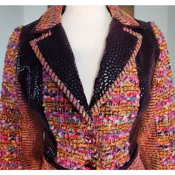 Kristina Popovitch Multicolor Tweed Women's Blazer With Matching Skirt - Picture 2 of 9